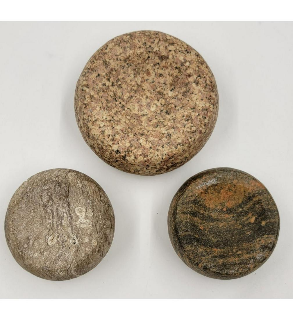 Lot Of 3 Native American Discoidal Age Unknown (1 of 14)