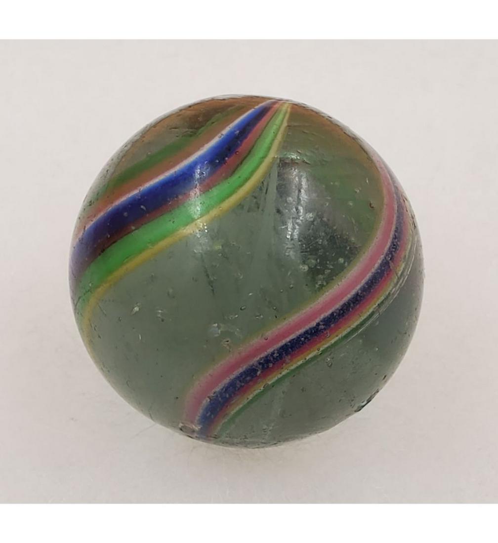 Marble: Handmade Antique White Latticino Core, Triple Multicolor Bands 34.6mm (1 of 4)