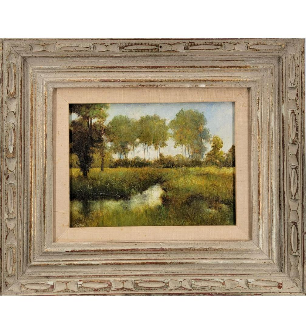 American California Jennie Tomao 1934-2011 Landscape Painting Woods With Stream (1 of 8)