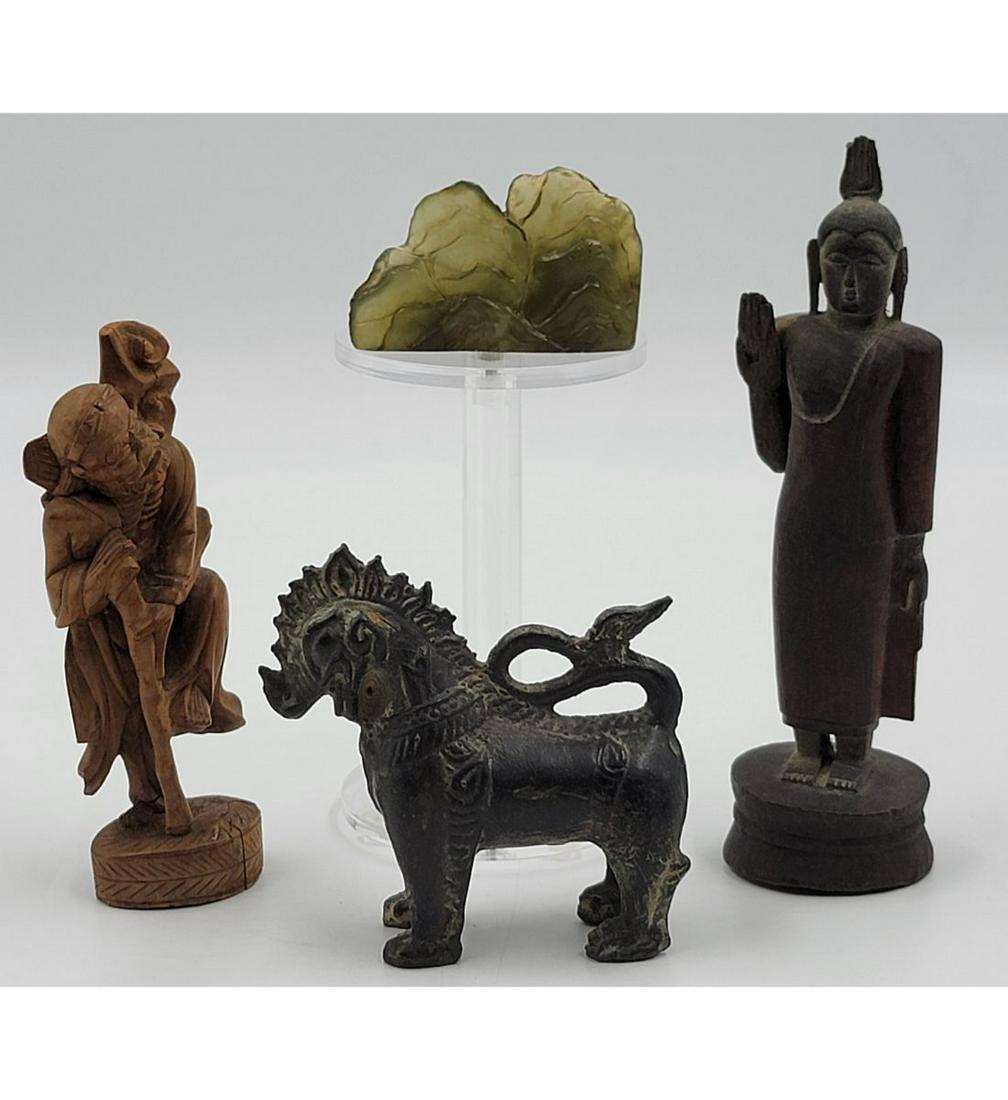 2 Buddhistic woodcarvings, a jade seal stamp & a Thai bronze (1 of 20)