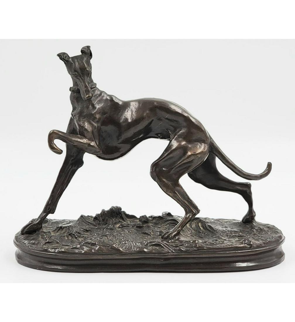 French Pierre Jules (PJ) Mene 1810-79 Bronze Dog Sculpture 19th Century ( Base Recently Added) (1 of 20)