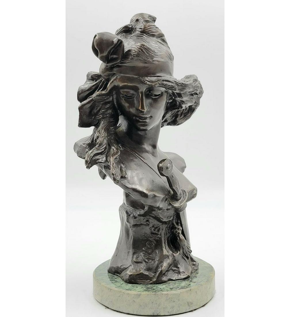 French / Swiss Alfred Jean Foretay 1861- 1944 Bronze Bust Titled "SALOME" ( Base Recently Added): French / Swiss Alfred Jean Foretay 1861- 1944 Bronze Bust Titled "SALOME" ( Base Recently Added). Measure 12" Tall. Please carefully read our terms of sale, shipping information, and request any condi