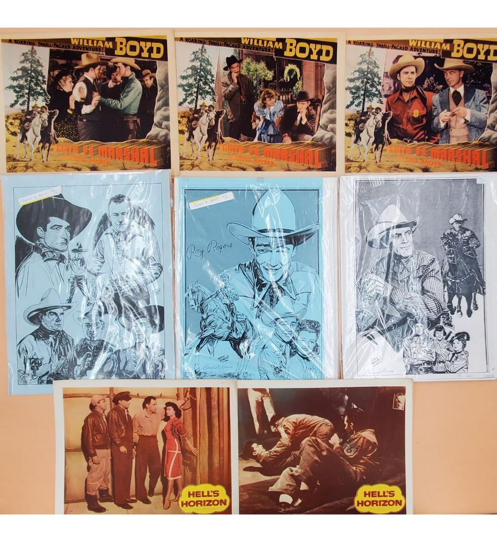 Lot of 5 Western Lobby Cards and Hand Signed Mario De Marco Prints (1 of 9)