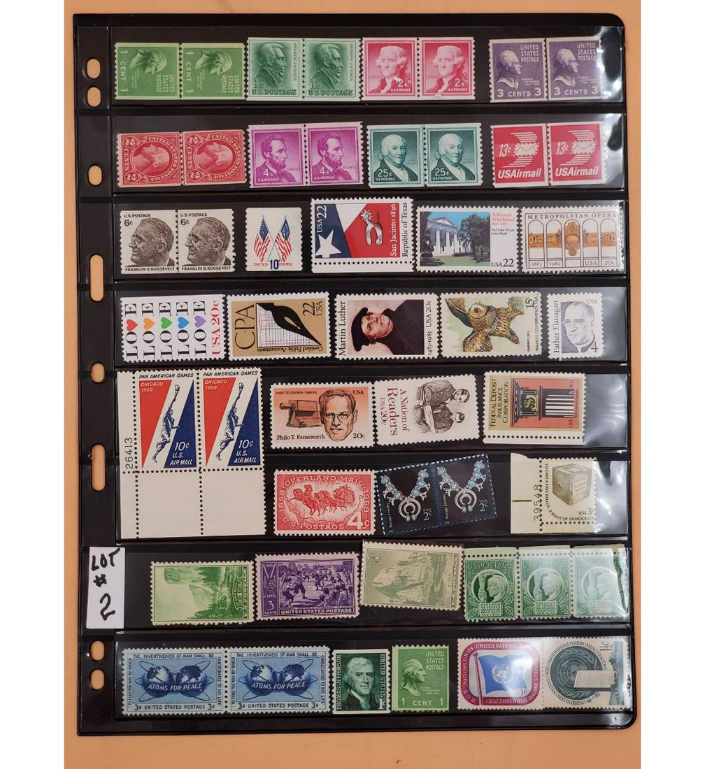2 Stock Sheets, 90+ US Mint Stamps (1 of 10)