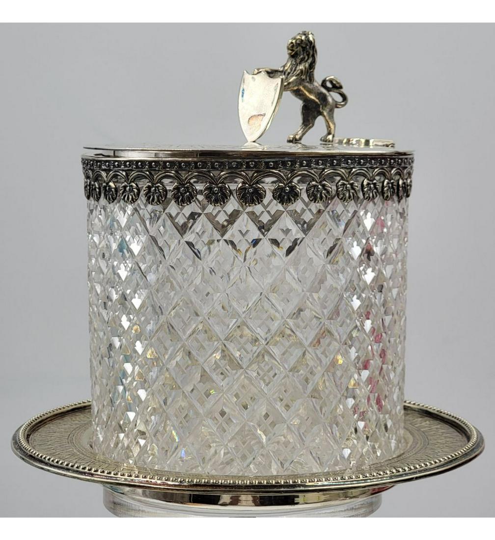 A Fine Antique Silver Plated & Cutglass Biscuit Jar Probably English 19th C (1 of 12)