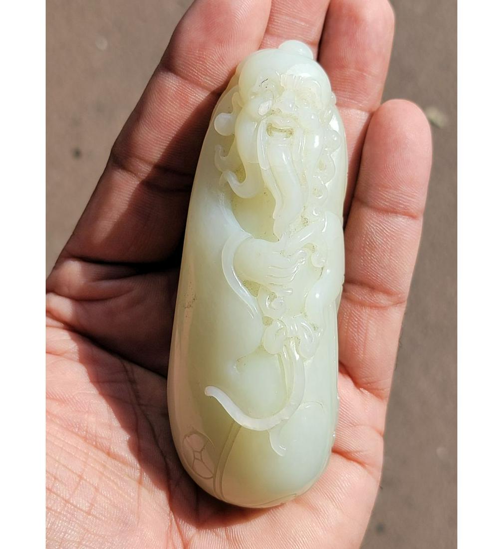 A Carved Chinese Jade Buddha Figure On A Lotus Leaf Qing Dynasty (1 of 20)