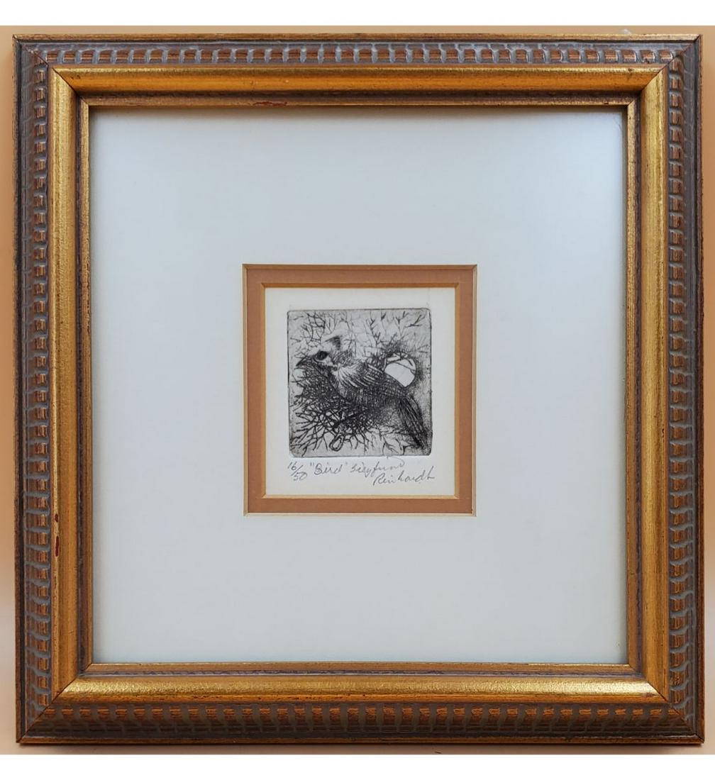 Pencil Signed Siegfried Reinhardt Etching, "Bird" 16/50 (1 of 3)