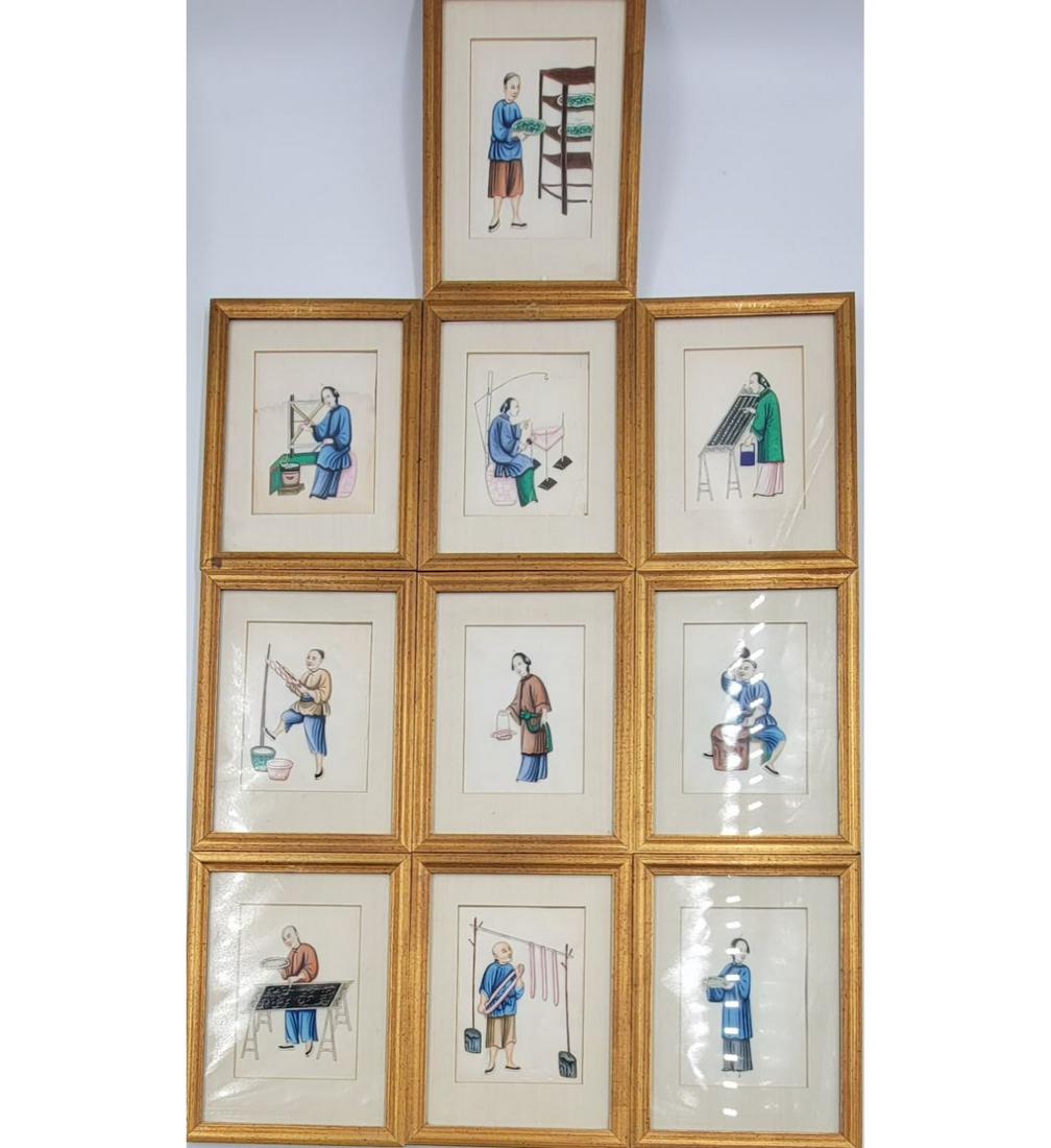 A Set Of 10 Chinese Export Paintings (1 of 11)
