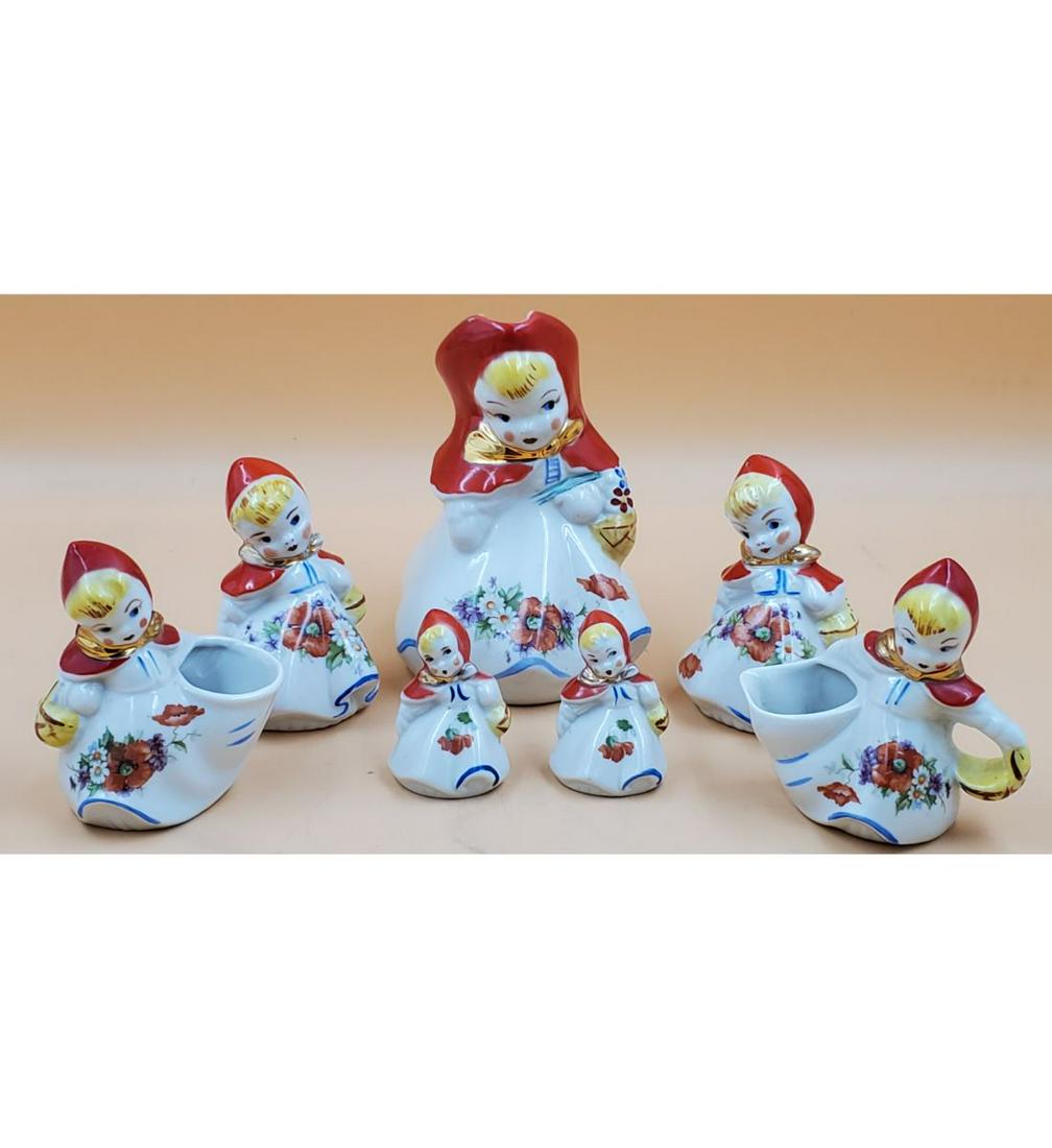 Lot of 7 'Hull Pottery Little Red Riding Hood" Pieces (1 of 17)