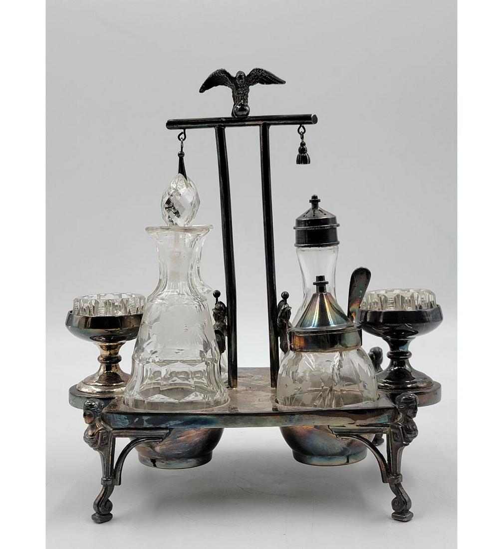 Antique Figural Silverplate Cruet & Vinegar Set Reed And Barton (1 of 16)