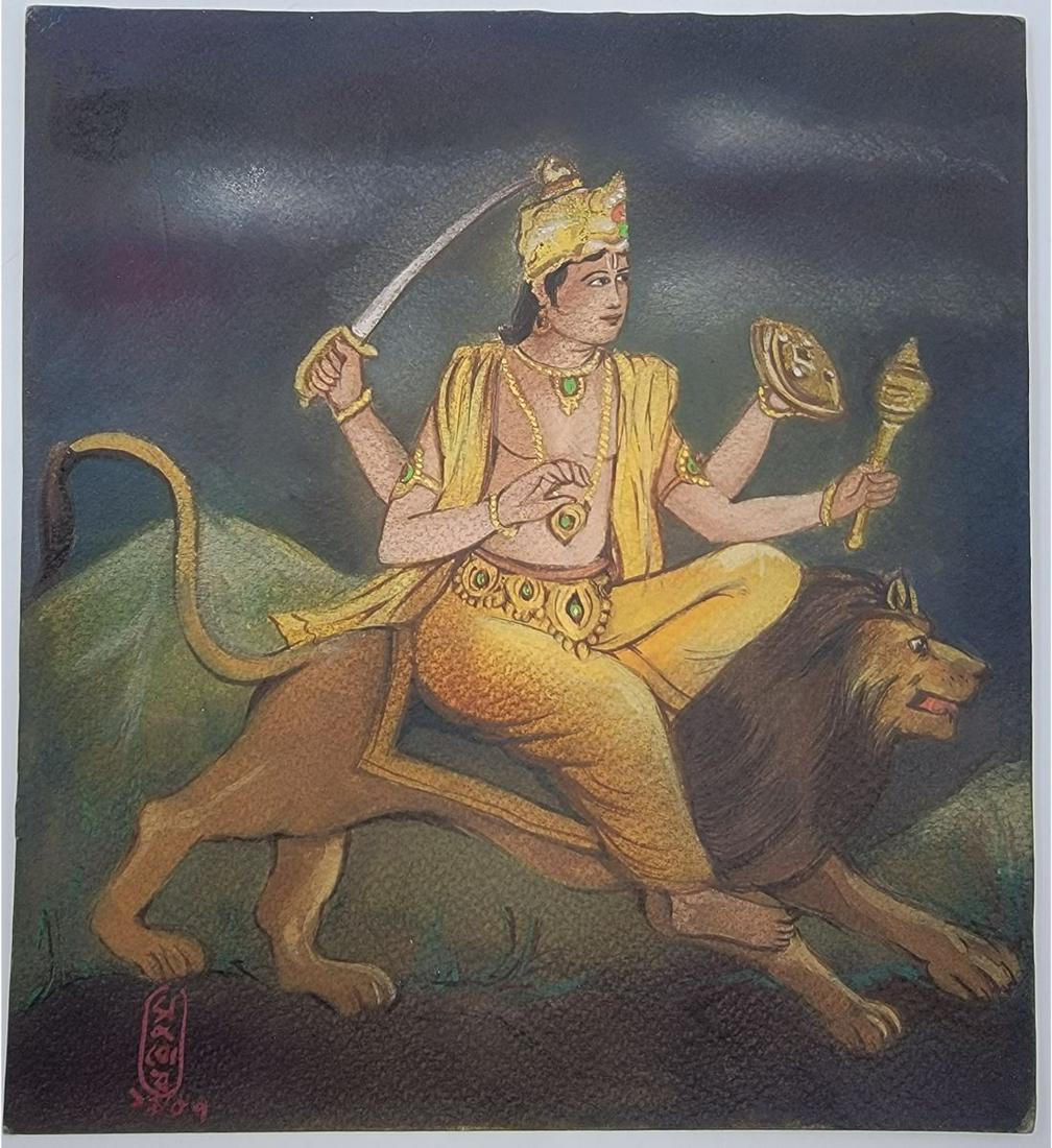 Mid 20th C Bengal School Painting Signed Sed Subdoh 1959 (1 of 9)