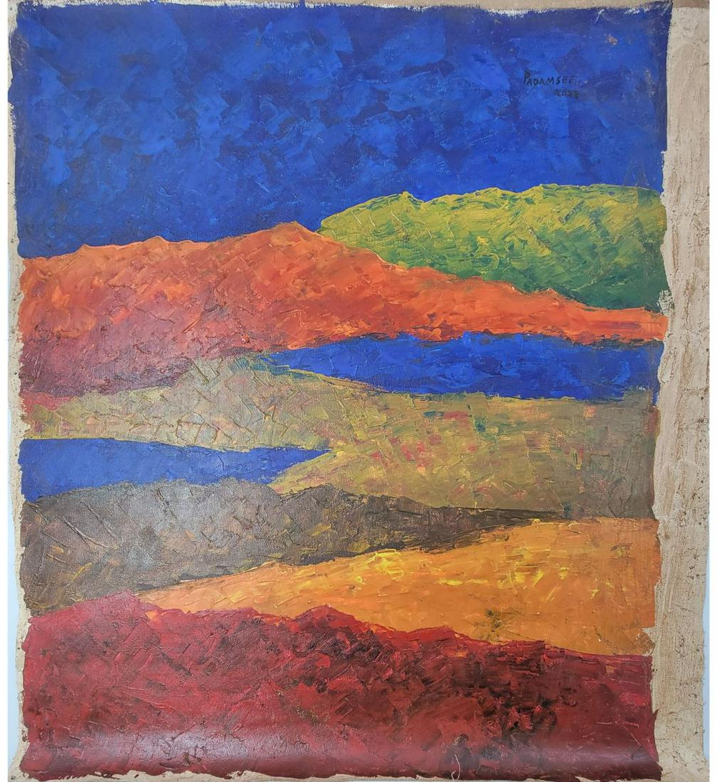 INDIA-AKBAR PADAMSEE (1928-2020) Oil On Canvas Metascape Painting Signed & Dated 2001: ***We at RBFineArts can only attribute this work to AKBAR PADAMSEE (1928-2020) based upon the quality and the presence of a signature, We are not an authentication service. We can only declare the wor