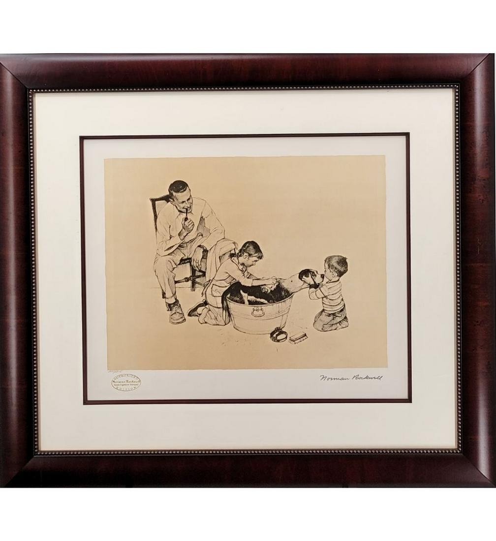Norman Rockwell Lithograph Signed & Numbered "DOG'S BATH" (1 of 5)