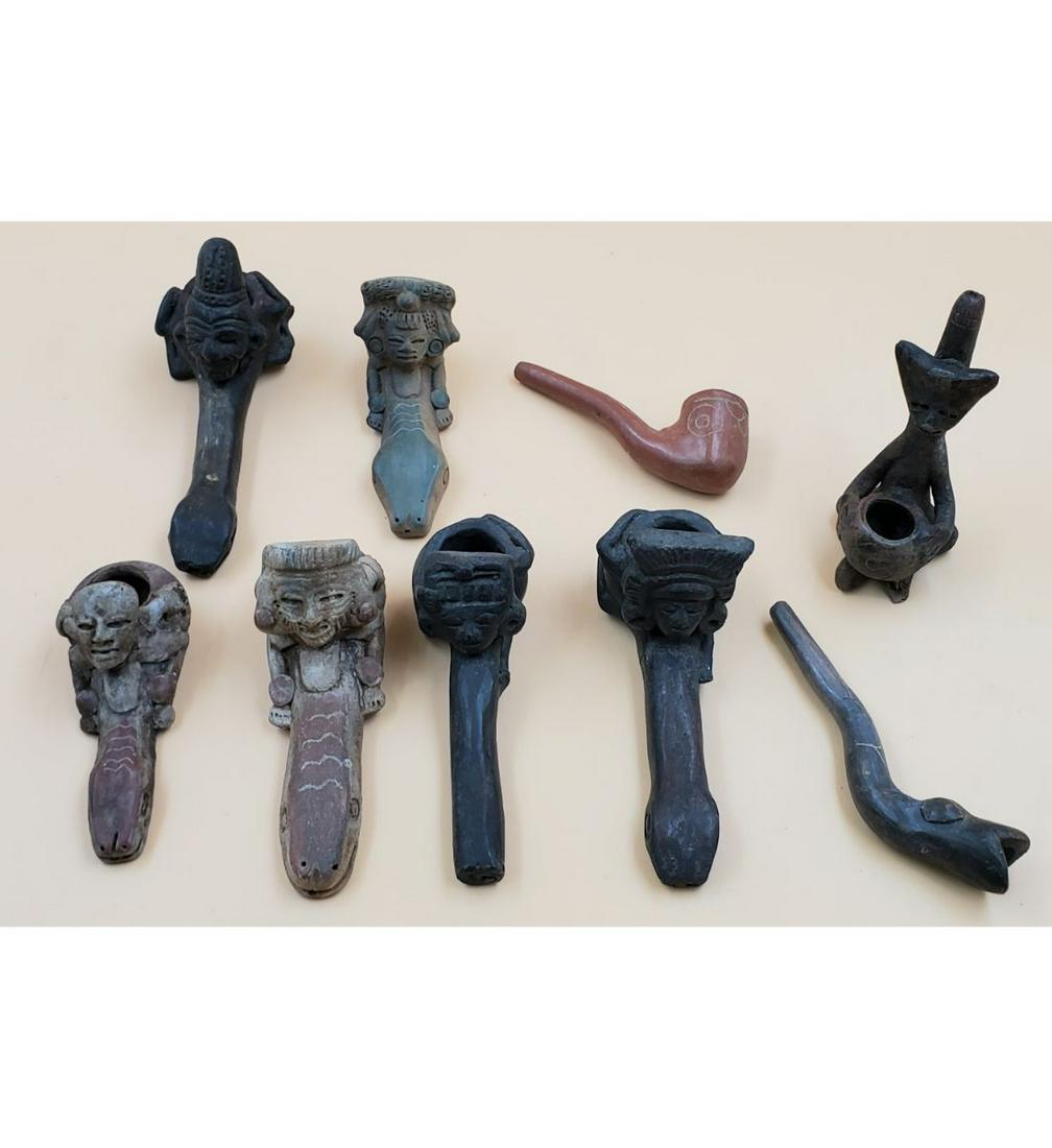 Lot of Pre Columbian Style Terra Cotta Pipes (1 of 12)