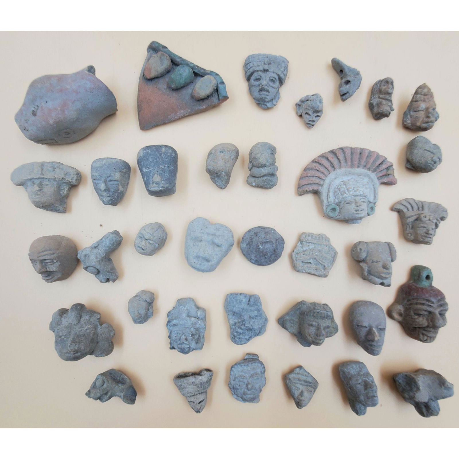 Lot of Pre Columbian Style Terra Cotta Pendants & Fragments Feb 11