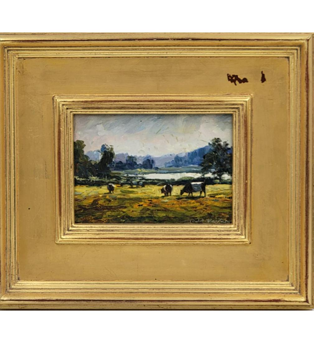 American Indiana Maine Todd Reifers Born 1948 Cow Landscape Painting Signed #111 (1 of 10)