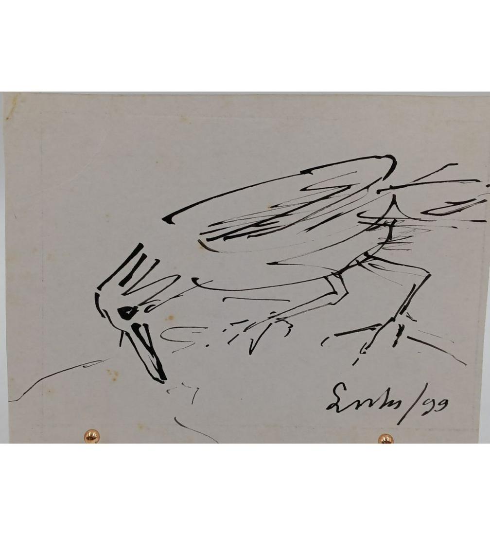 Suhas Roy Miniature Indian Bird Sketching Signed '99: Suhas Roy Miniature Indian Bird Sketching Signed '99. Measures approx. 6 1/2" X 8 3/4". Signed on the lower right corner. Please carefully read our terms of sale, shipping information, and request any