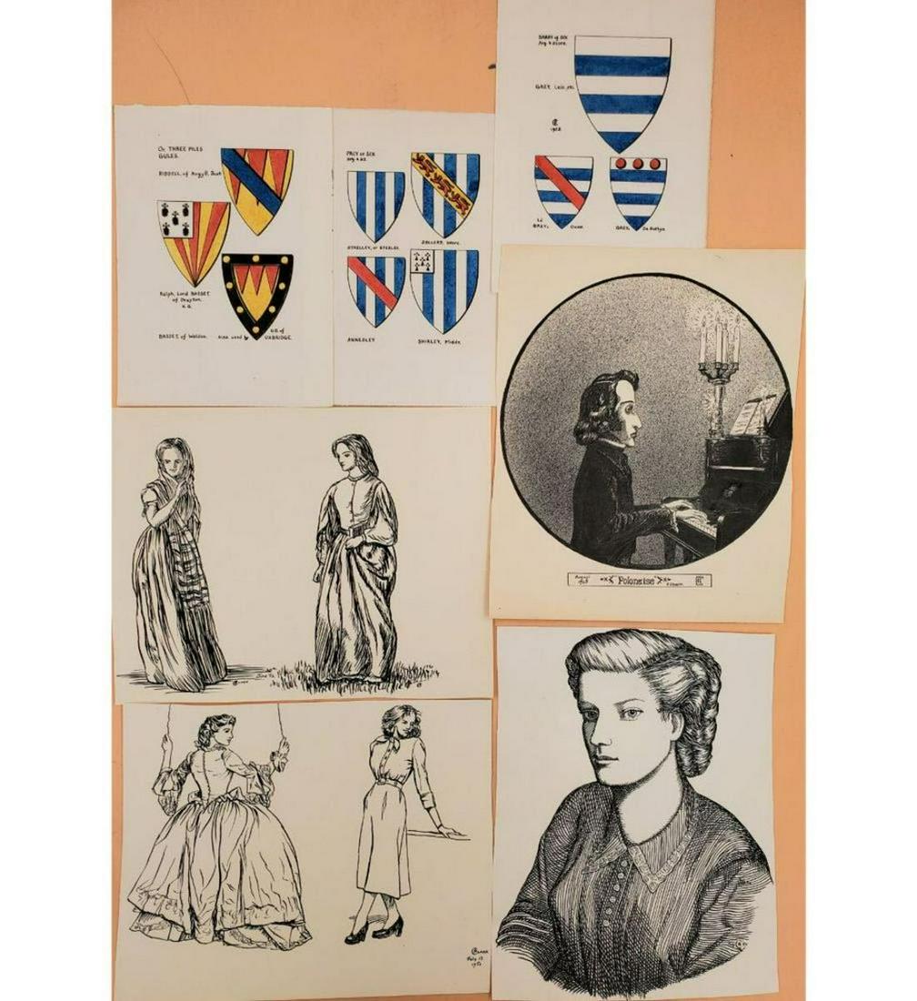 Lot Of 7 Ink Drawings by English Artist, Peter H. Clark” Drawings On Paper & From The (1 of 8)