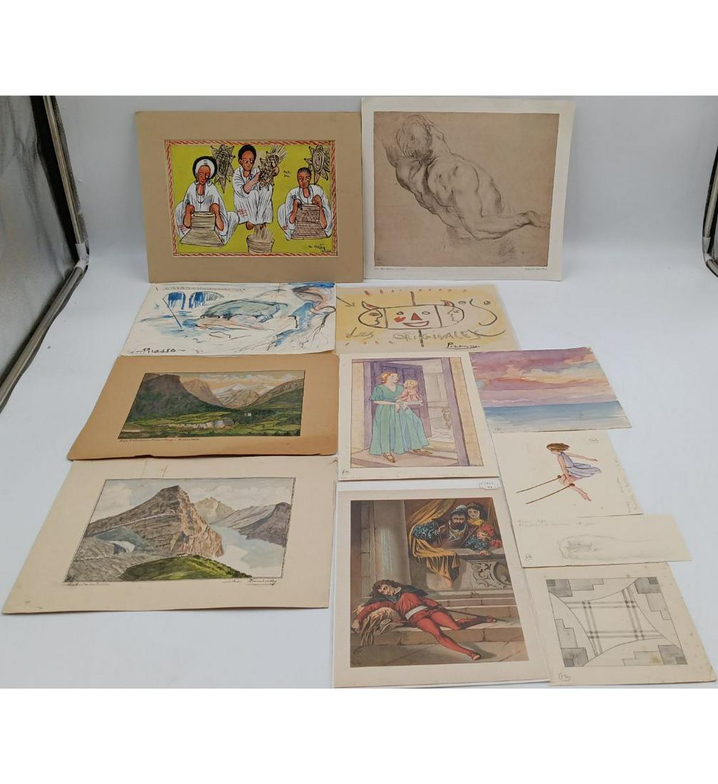 Lot Of 18 Unframed Pieces Of Artwork In Various Media, Some Early 20th C And Artist Signed (1 of 20)