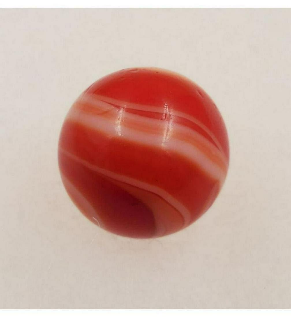 Marbles: Transitional Fold Pontil Possibly M.F. Christensen, Red & White Banded (1 of 4)