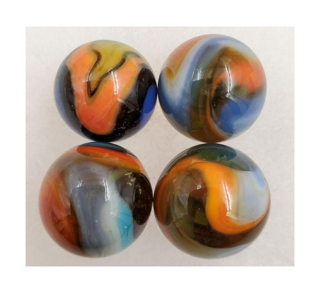 Marble: Lot Of 4 Peltier Miller Machine Swirl Marbles (1 of 4)
