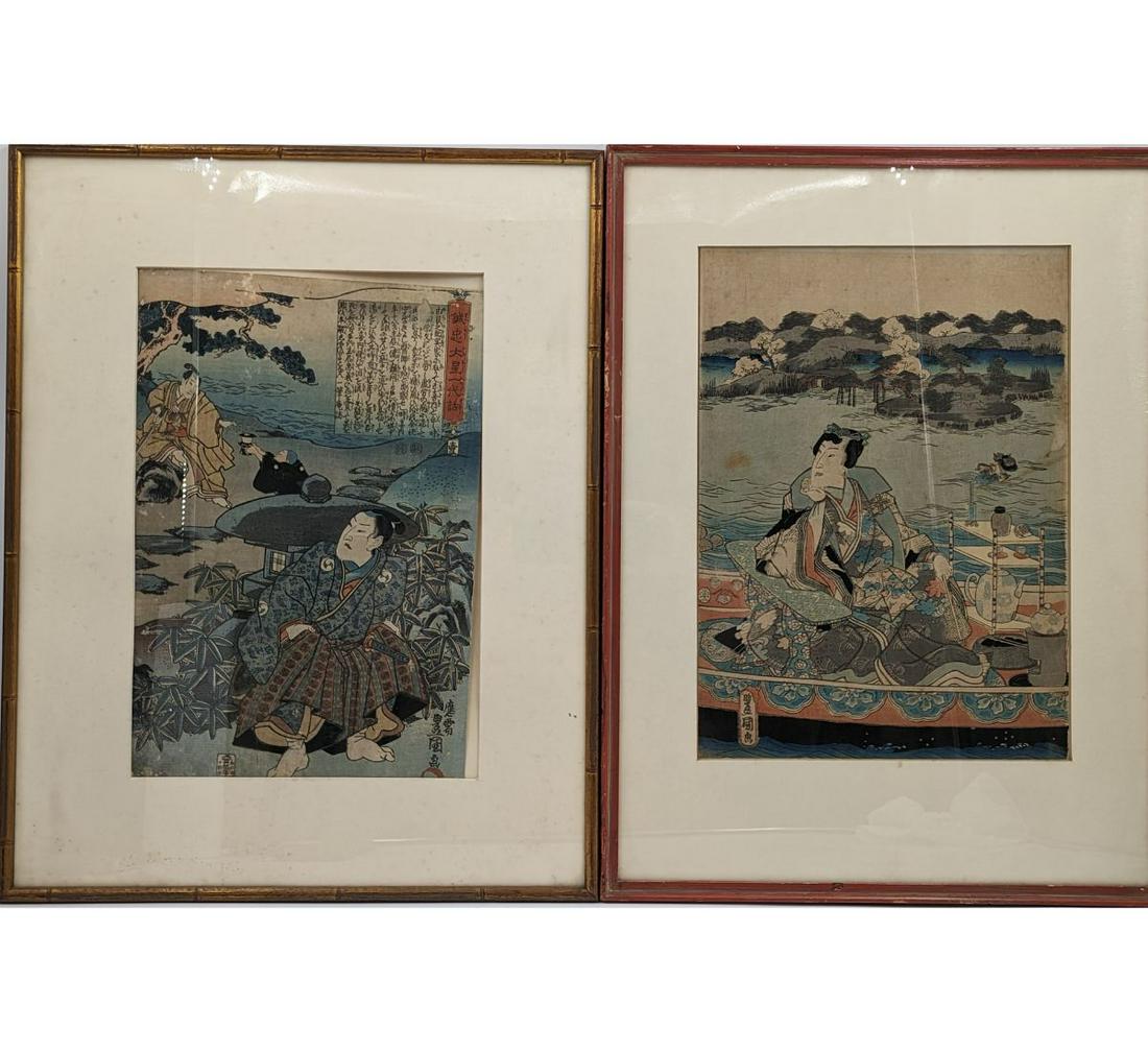 Pair Of Japanese Woodblock Prints By Toyokuni 1, Early 19th C (1 of 14)