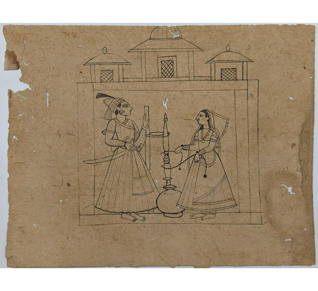 Indian Pahari Miniature Drawing (1 of 6)