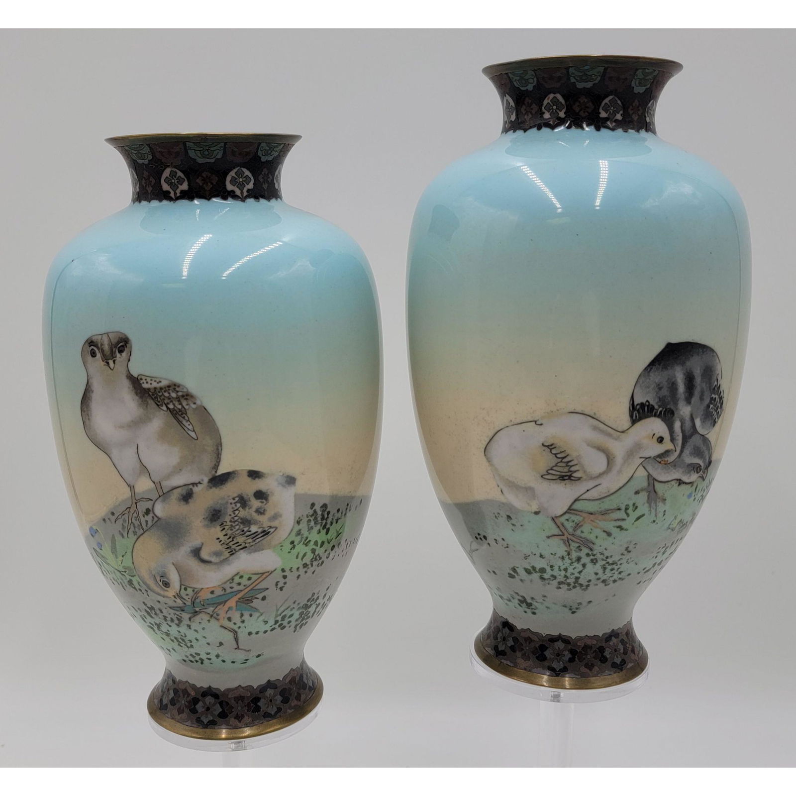 Manner of Namikawa Sosuke: A Fine Pair of CloisonnÃ© Vases 19th Century (1 of 20)