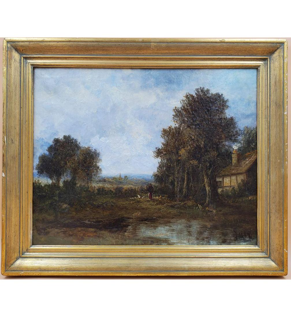 19th C. Signed J. RAY Oil on Canvas Landscape (1 of 10)