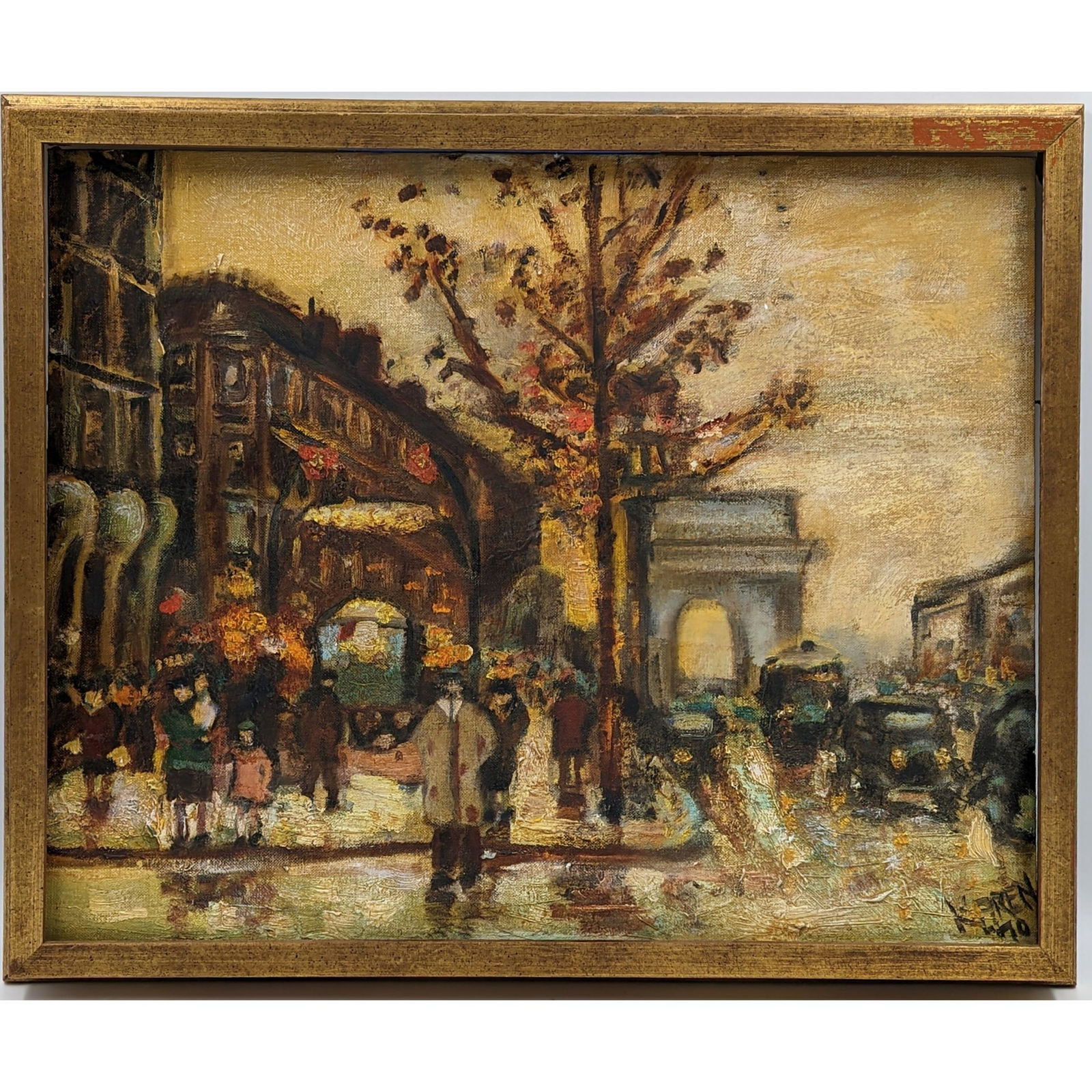 A Signed Oil On Canvas Cityscape Painting Depicting Paris With The Arc de Triomphe In The Distance (1 of 7)