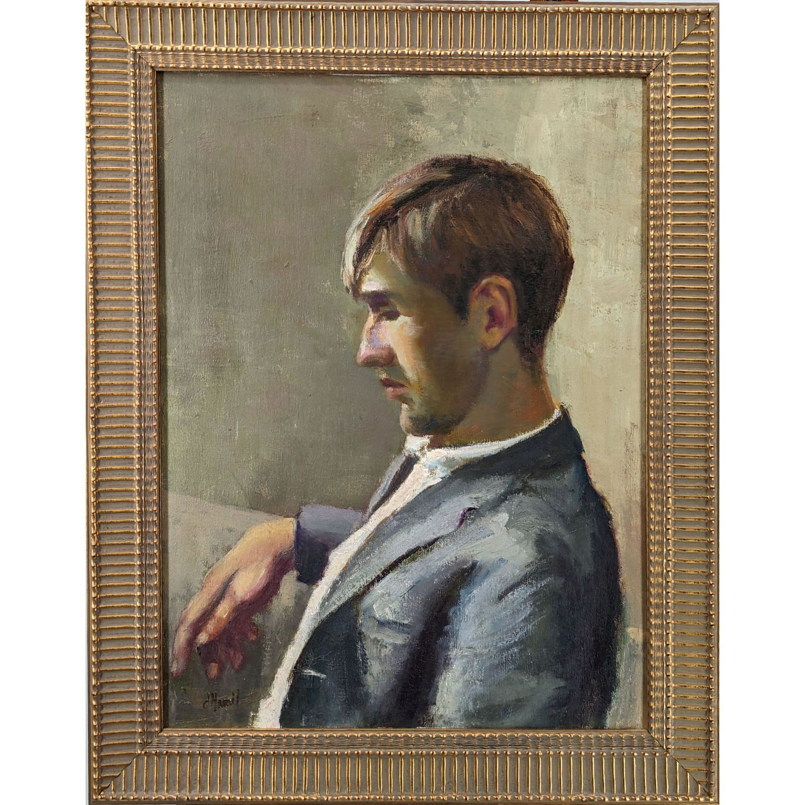 20th Century Signed Oil On Canvas Portrait Painting (1 of 8)