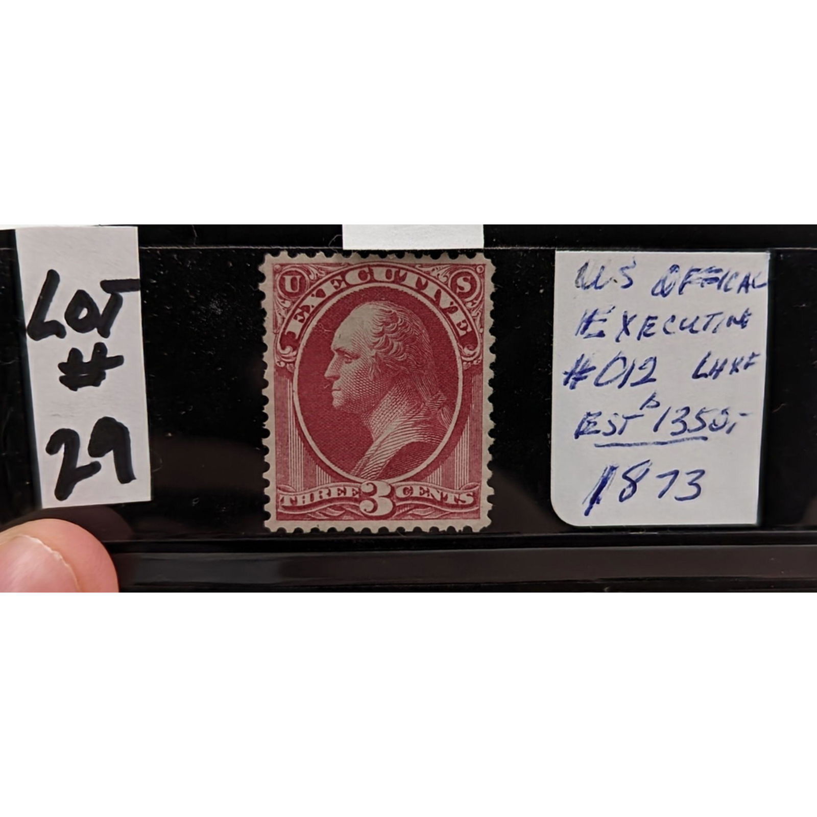 Thomas Jefferson #012 3 Cent Red Executive Us Official Stamp From 1873 (1 of 2)