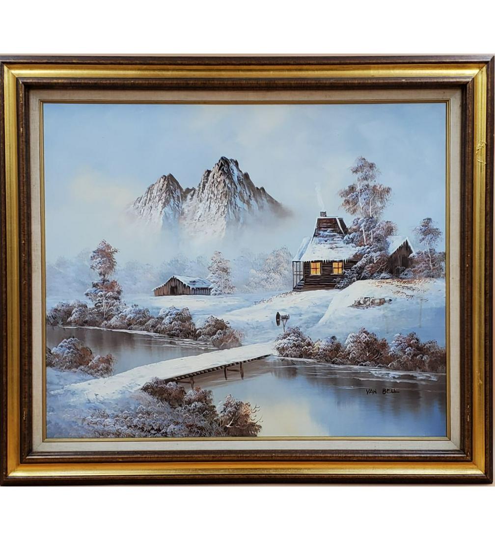 Signed Van Bell Oil on Canvas Landscape Painting (1 of 10)