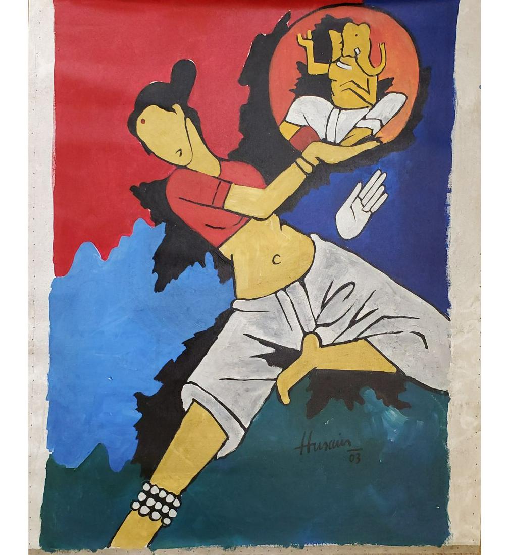 Maqbool Fida Husain 1915-2011 Acrylic on Canvas W/ COA Mother India Series (1 of 13)