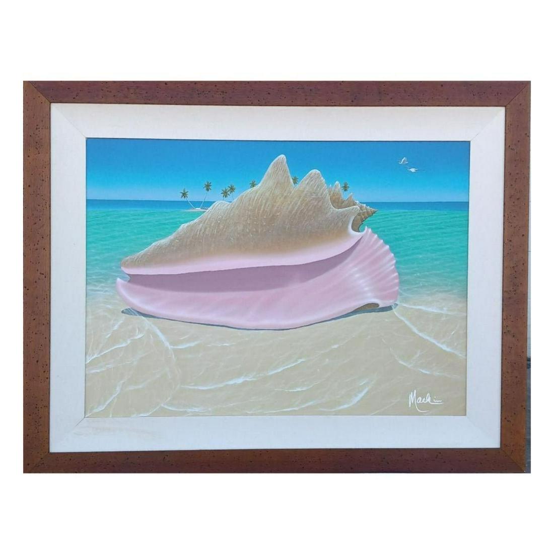 A Signed Dan Mackin, "Conch Beach, Giant Shell" (1 of 9)