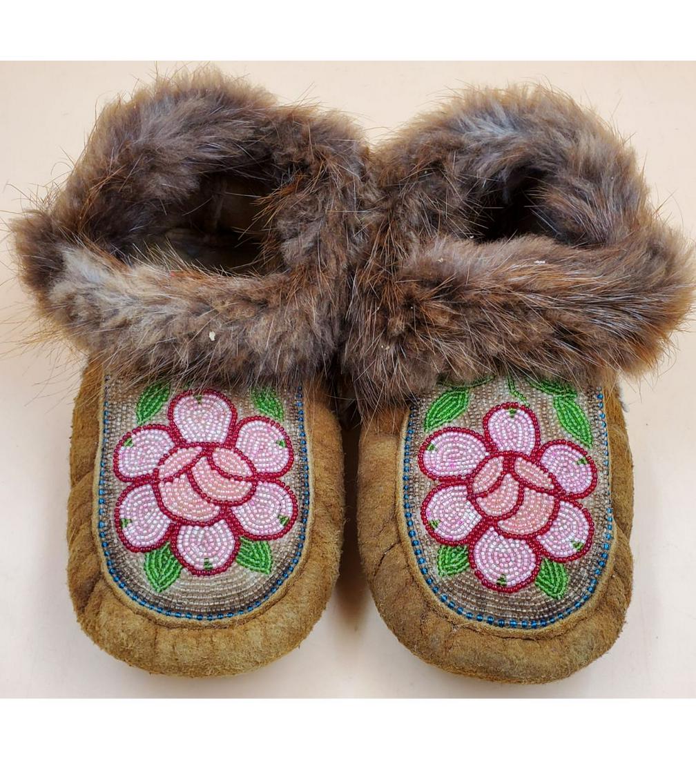 Pair of 20th C. Inuit Beaded Moccasins (1 of 12)