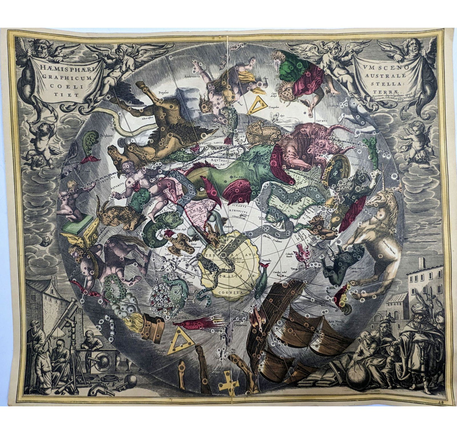 Antique Cellarius Celestial Map from Southern Hemisphere,  Haemisphaerium Scenographicum Australe (1 of 11)