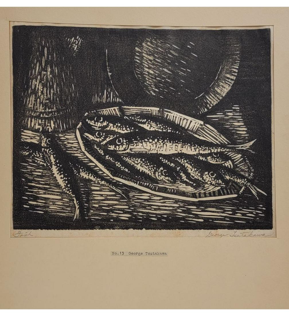 George Tsutakawa 1910-1997 Woodblock Print Titled "FISH", Washington, Alaska / Japan (1 of 11)