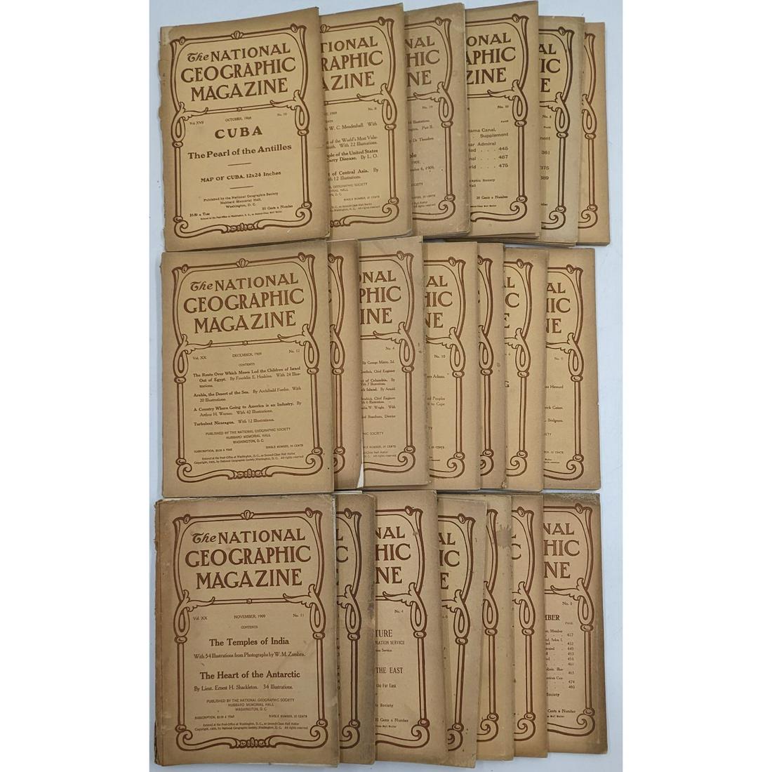 Grouping Of 20 Early 20th Century National Geographic Magazines (1 of 7)