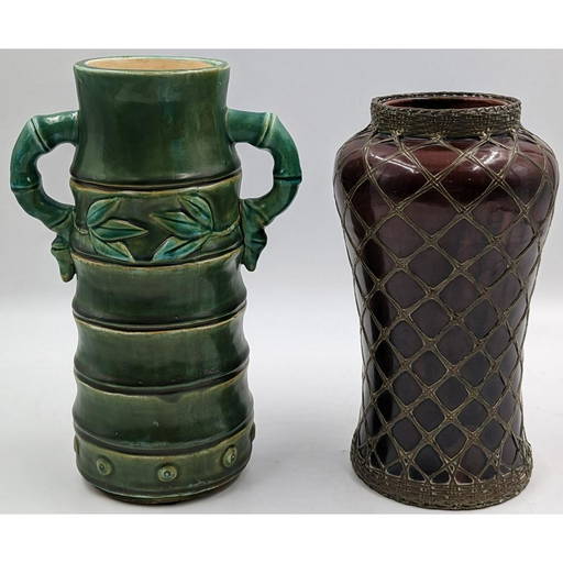 Lot Of 2 Antique Japanese Pottery Vases, Both With Markings