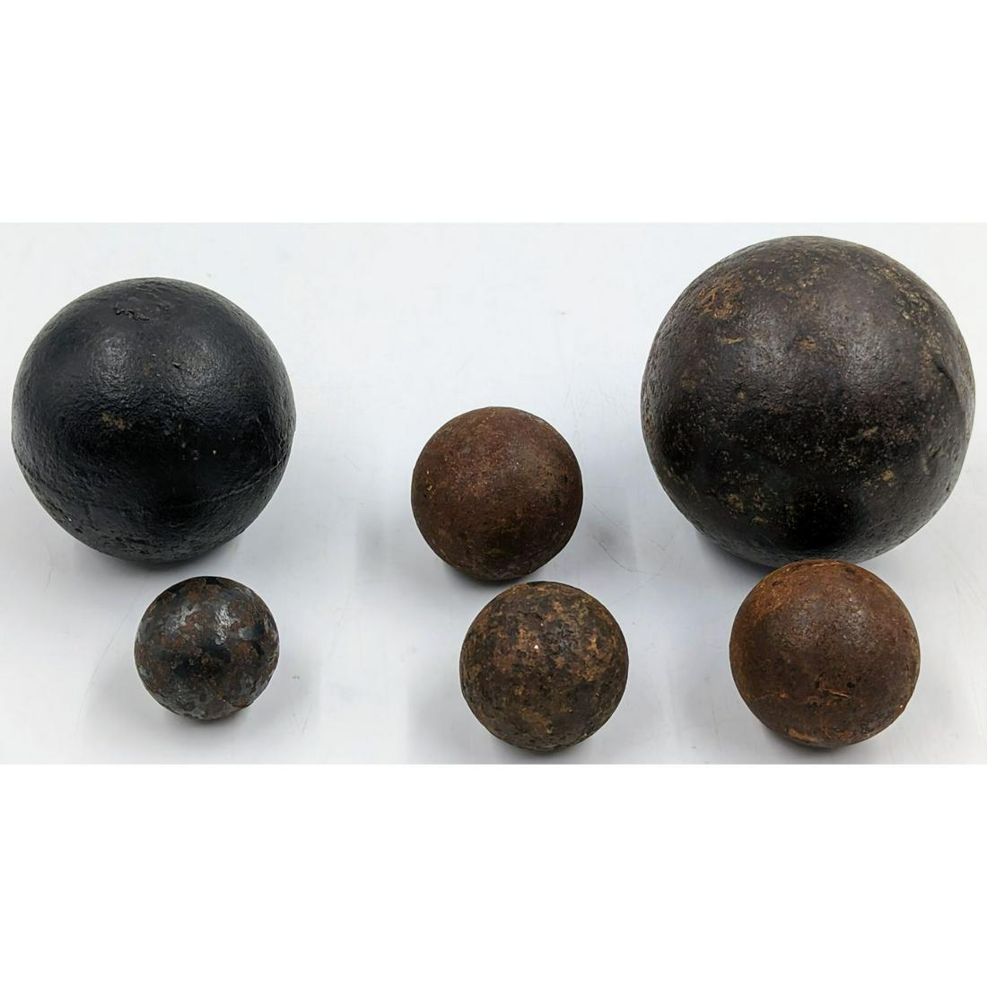 Grouping Of 6 Antique Iron Cannonballs, Possibly 19th Century (1 of 15)