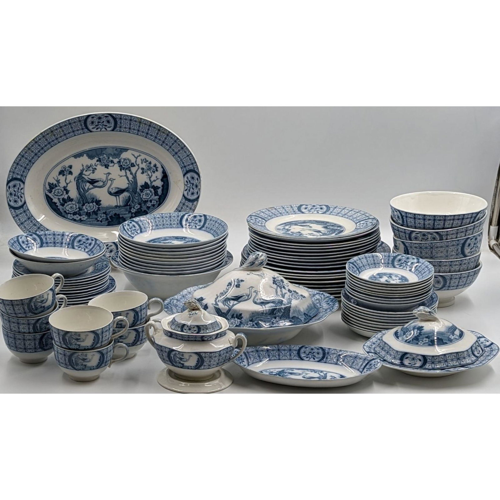 Johnson Bros. England Blue & White Dinnerware, 88 Pieces (1 of 16)