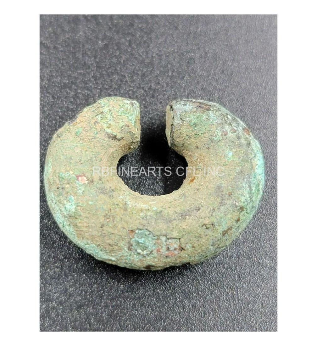 Pre Contact / Pre Colombian Bronze Nose Ring: Pre Contact / Pre Colombian Bronze Nose Ring. Measure 1 1/8". Please carefully read our terms of sale, shipping information, and request any condition reports or photos prior to placing a bid. Any con
