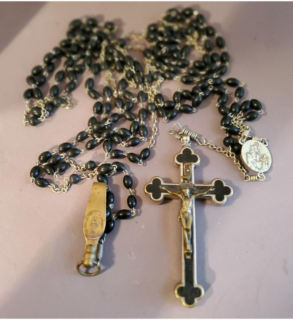 Relics-Grand 15 Decade Nuns Side Rosary With Relic Cross, Belt Clip, And Medal (1 of 7)