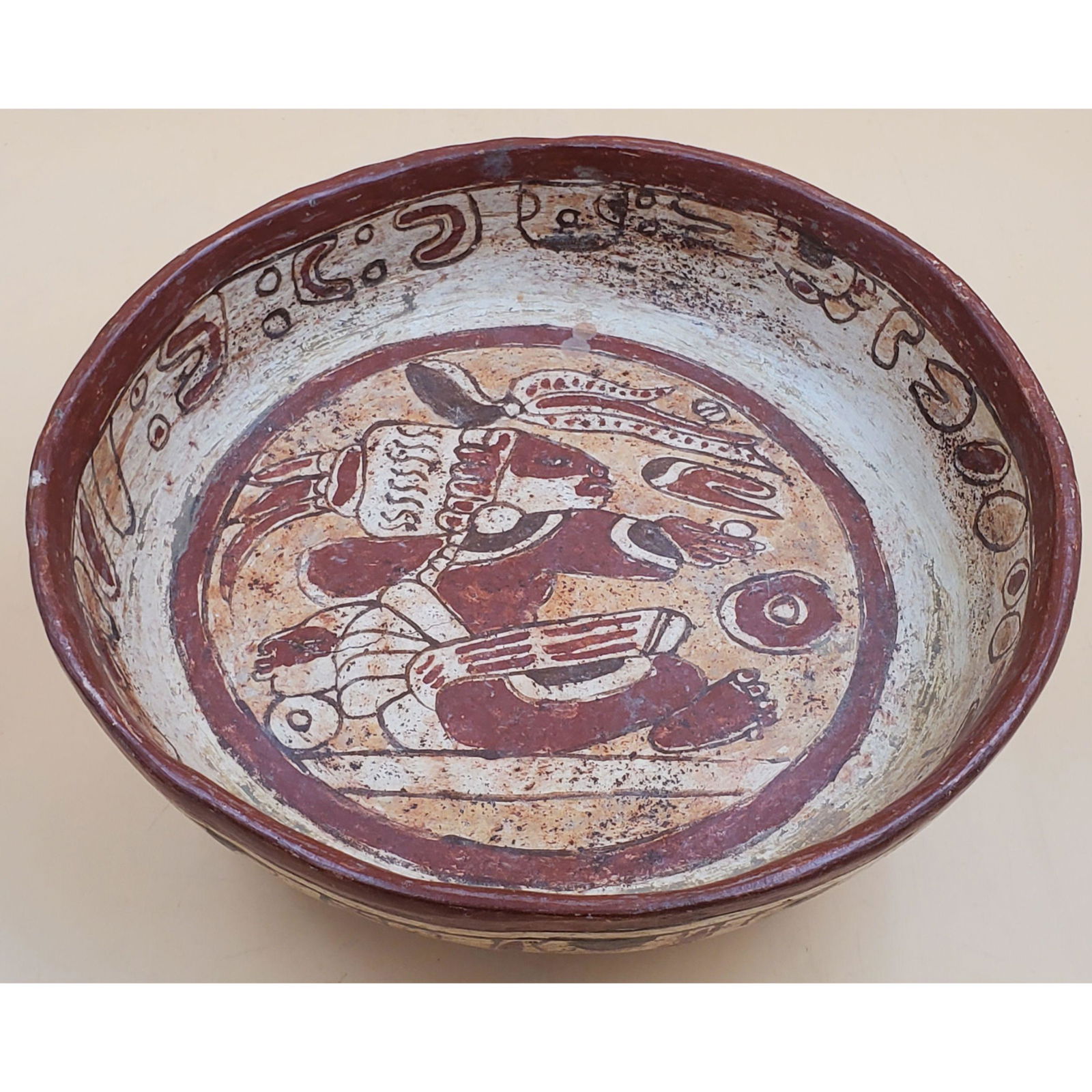 Pre-Columbian Mayan Terra Cotta Polychrome Tripod Vessel (1 of 15)