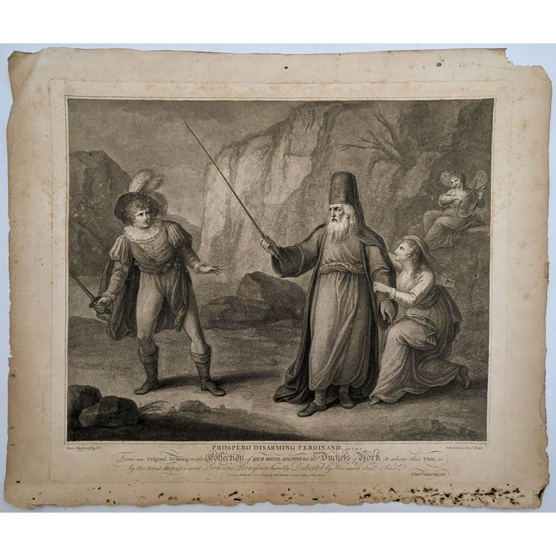 William Henry Bunbury 1750-1811 Etching "Prospero Disarming Ferdinand" (1 of 10)
