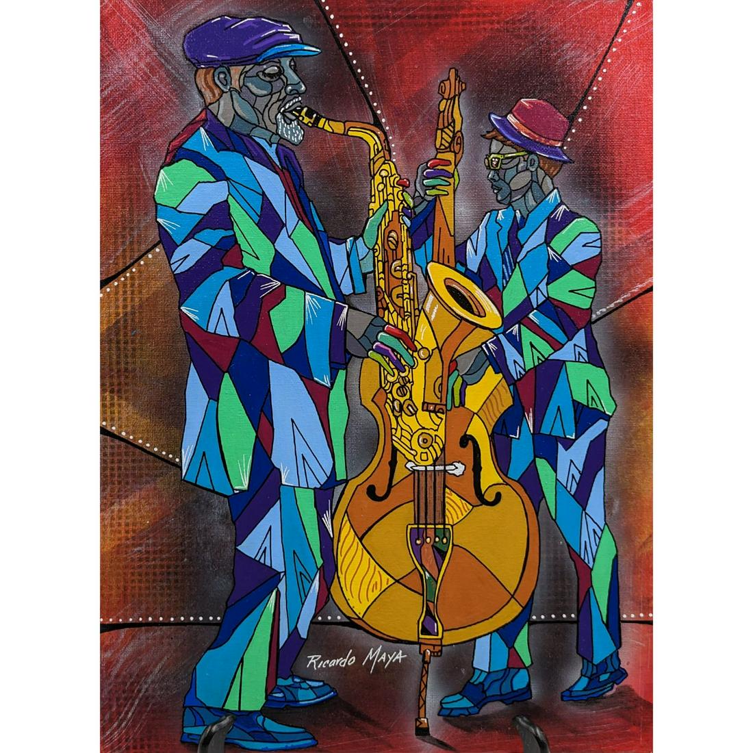 Cuban Artist Ricardo Maya Oil Painting Signed Lower Middle, Untitled: Cuban Artist Ricardo Maya Oil Painting Signed Lower Middle, Untitled. Measures approx. from 15 3/4" X 11 3/4". Please carefully read our terms of sale, shipping information, and request any condition