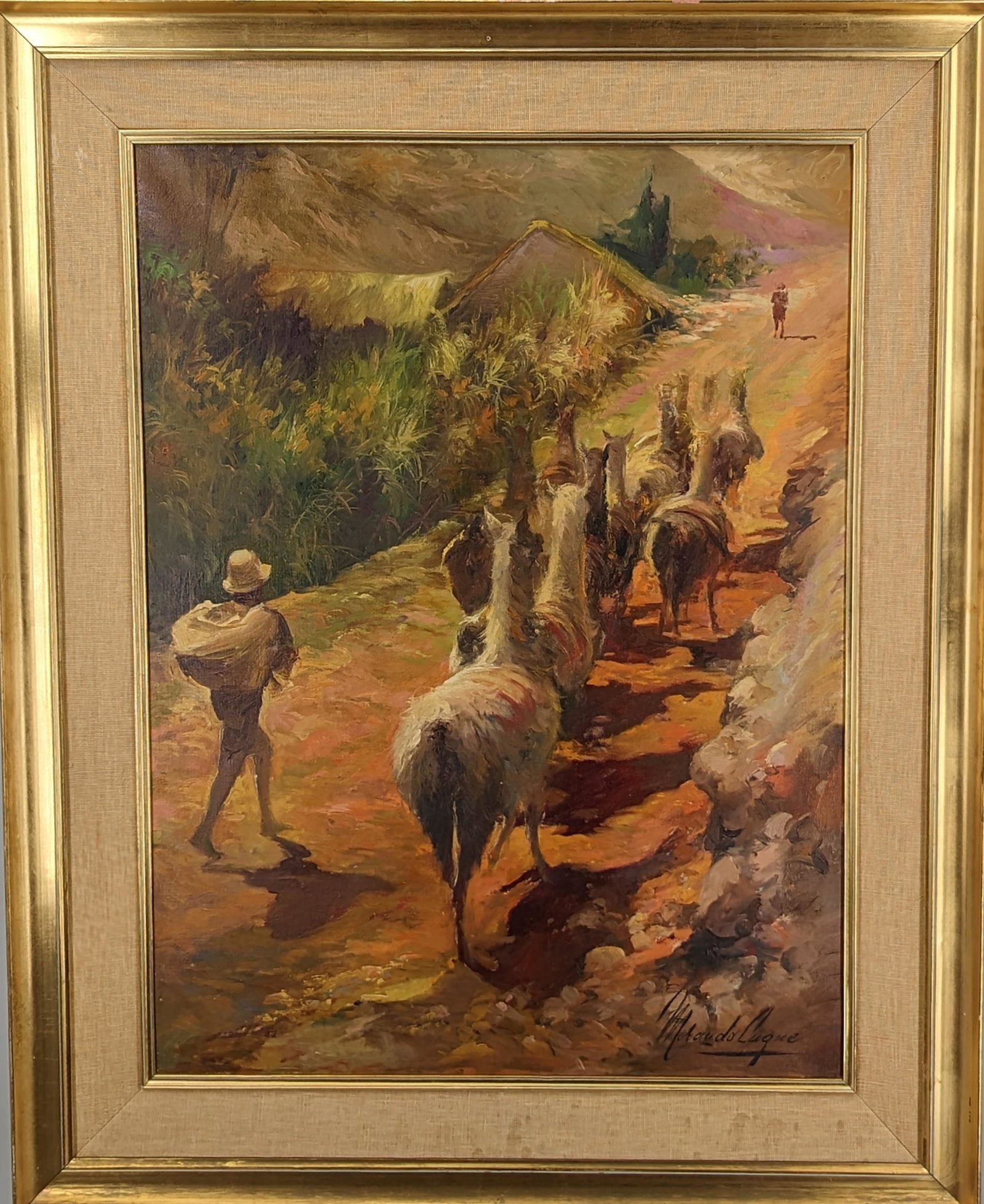 Signed Morando Lugue (Argentinian, 20th Century) Oil On Canvas Painting: Signed Morando Lugue (Argentinian, 20th Century) Oil On Canvas Painting. Measures approx. 39 1/2" X 32", Sight measures approx. 31 1/4" X 23". Please carefully read our terms of sale, shipping informa