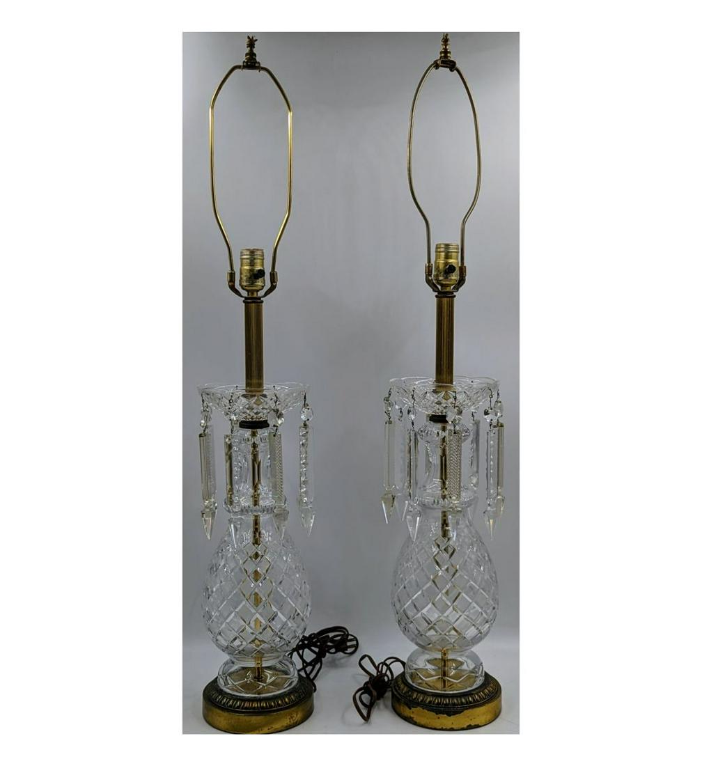 A Pair Of Fine Vintage Waterford Lamps With 16 Hanging Crystals (1 of 14)