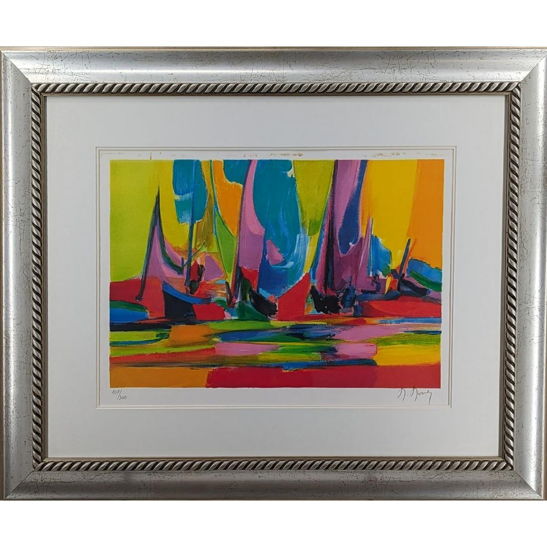 Signed Limited Edition 107/300 Marcel Mouly (French, 1918-2008) Serigraph, "Les Voiliers" (1 of 5)